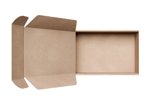 Boş kahverengi karton kutu aç, şeffaf arkaplan