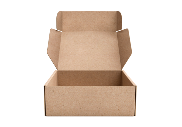 Boş kahverengi karton kutu aç, şeffaf arkaplan