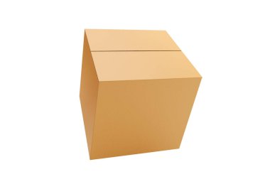 Beyaz arka plan üzerinde izole kahverengi karton kağıt kutusu