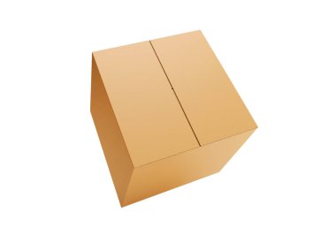Beyaz arka plan üzerinde izole kahverengi karton kağıt kutusu