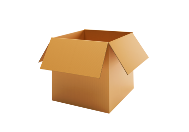 Boş kahverengi karton kutu aç, şeffaf arkaplan