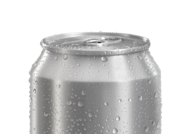 Su damlalı alüminyum soda kutusu, şeffaf arkaplan
