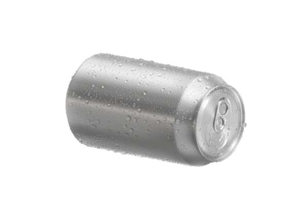 Su damlalı alüminyum soda kutusu, şeffaf arkaplan