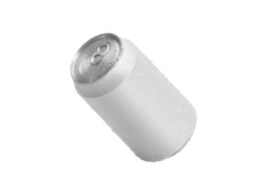 Su damlalı alüminyum soda kutusu, şeffaf arkaplan