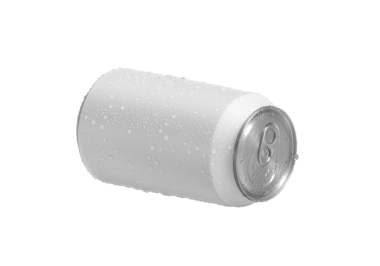 Su damlalı alüminyum soda kutusu, şeffaf arkaplan