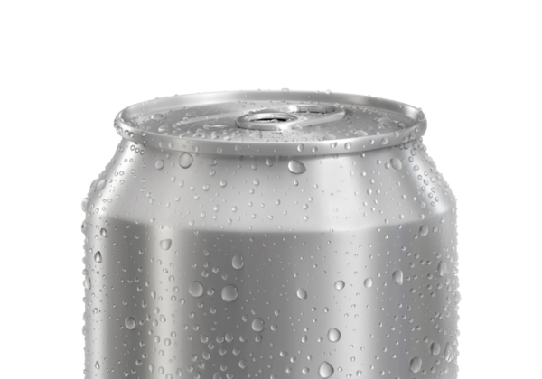 Su damlalı alüminyum soda kutusu, şeffaf arkaplan