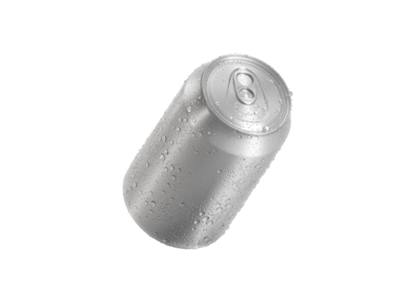 Su damlalı alüminyum soda kutusu, şeffaf arkaplan