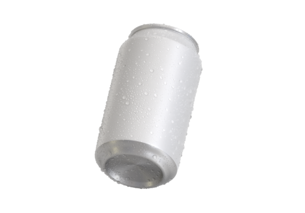 Su damlalı alüminyum soda kutusu, şeffaf arkaplan