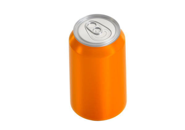 Turuncu alüminyum içecek kutusu, şeffaf arkaplan