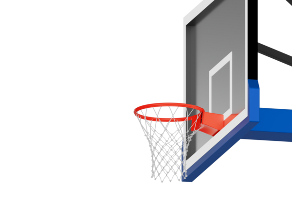 Profesyonel basketbol potası, şeffaf arka plan.