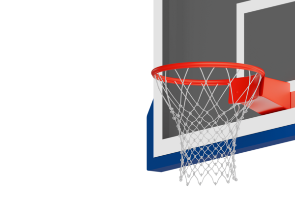 Profesyonel basketbol potası, şeffaf arka plan.