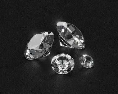 Siyah deri arka planda parlak elmaslar