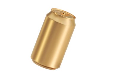 Altın alüminyum içecekler beyaz arkaplanda izole edilebilir