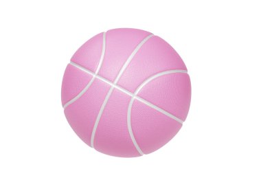 Beyaz zemin üzerinde beyaz çizgileri olan pembe basketbol topu