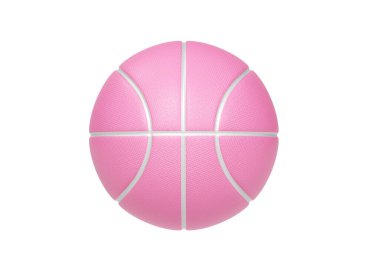 Beyaz zemin üzerinde beyaz çizgileri olan pembe basketbol topu