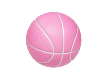 Beyaz zemin üzerinde beyaz çizgileri olan pembe basketbol topu