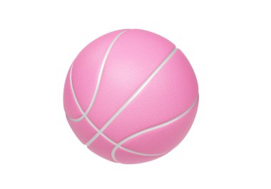 Beyaz zemin üzerinde beyaz çizgileri olan pembe basketbol topu