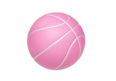 Beyaz zemin üzerinde beyaz çizgileri olan pembe basketbol topu