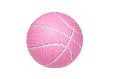 Beyaz zemin üzerinde beyaz çizgileri olan pembe basketbol topu