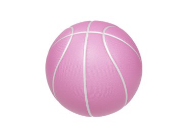 Beyaz zemin üzerinde beyaz çizgileri olan pembe basketbol topu