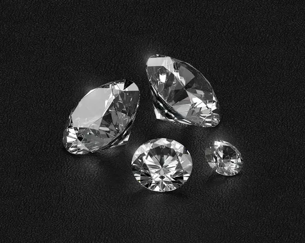 Siyah deri arka planda parlak elmaslar