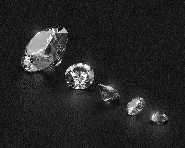 Siyah deri arka planda parlak elmaslar