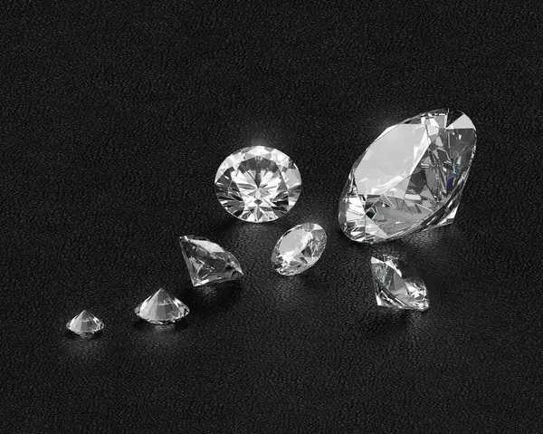 Siyah deri arka planda parlak elmaslar