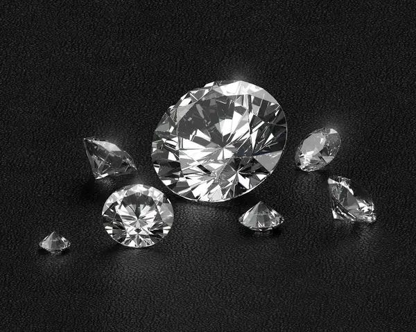 Siyah deri arka planda parlak elmaslar