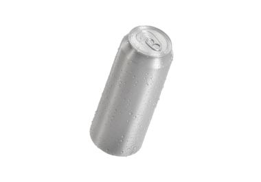 Su damlalı alüminyum soda kutusu, şeffaf arkaplan