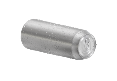 Su damlalı alüminyum soda kutusu, şeffaf arkaplan