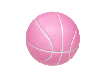 Beyaz çizgileri ve şeffaf arkaplanı olan pembe basketbol topu.