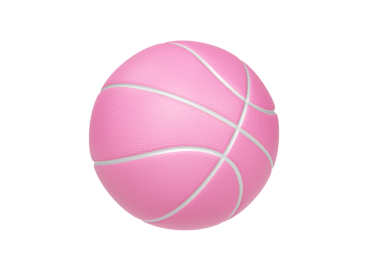 Beyaz çizgileri ve şeffaf arkaplanı olan pembe basketbol topu.