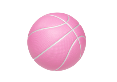 Beyaz çizgileri ve şeffaf arkaplanı olan pembe basketbol topu.