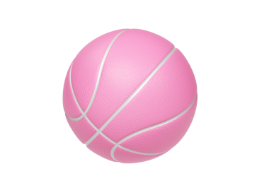 Beyaz çizgileri ve şeffaf arkaplanı olan pembe basketbol topu.