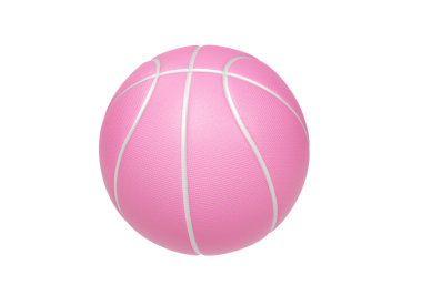 Beyaz çizgileri ve şeffaf arkaplanı olan pembe basketbol topu.
