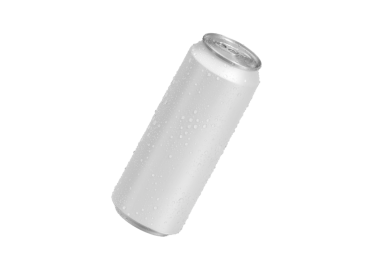 Beyaz 330 ml su damlalı alüminyum soda kutusu, şeffaf arkaplan