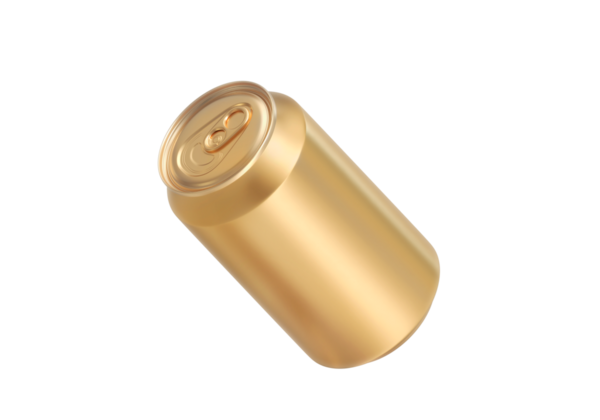 Altın alüminyum içecek kutusu, şeffaf arkaplan