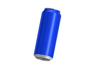 Beyaz arkaplanda mavi alüminyum 500 ml izole edilebilir