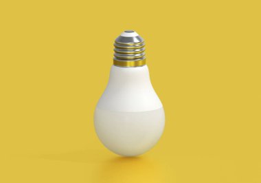 Sarı zemin üzerinde LED ampul, yaratıcı fikirler konsepti