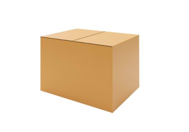 Beyaz arka plan üzerinde izole kahverengi karton kağıt kutusu