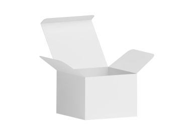 Şeffaf arkaplan, beyaz karton kutu aç