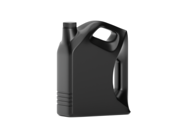 Boş siyah plastik motor yağı şişesi, şeffaf arka plan