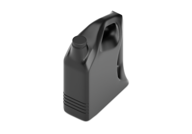 Boş siyah plastik motor yağı şişesi, şeffaf arka plan