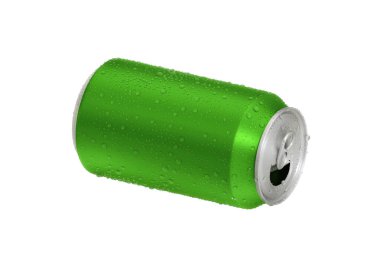 Su damlalı alüminyum yeşil soda kutusunu aç