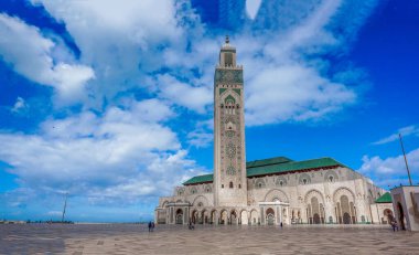 Kazablanka, Fas 'taki Majestic Hassan II Camii' nden 02 _ Panorama.