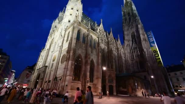 Austria Viena Agosto 2022 Increíbles Imágenes Nocturnas Catedral Cielo Azul — Vídeos de Stock