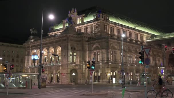 Βιέννη Αυστρία Αύγουστος 2022 Όμορφα Νυχτερινά Πλάνα Την Όπερα Όλη — Αρχείο Βίντεο