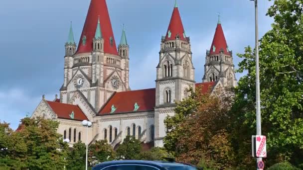 Вена Австрия Август 2022 Прекрасные Дневные Кадры Церкви Святого Франциска — стоковое видео