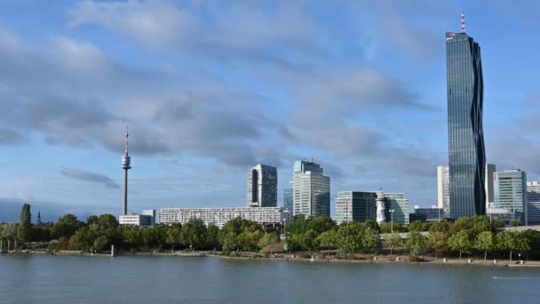 Vienna Austria August 2022 Urban Landscape Modern Part City Uno — Stock Video