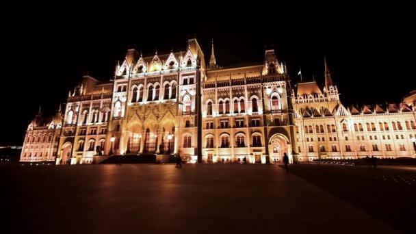 Budapest Hungary August 2022 놀라운 안개가 의회를 걸어오고 있습니다 조명은 — 비디오